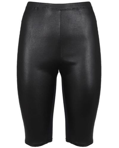 Loewe Leather Shorts With Embossed Anagram - Black