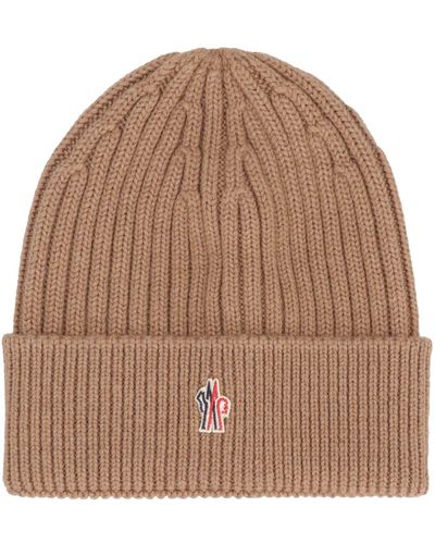 3 MONCLER GRENOBLE Ribbed Knit Beanie - Brown