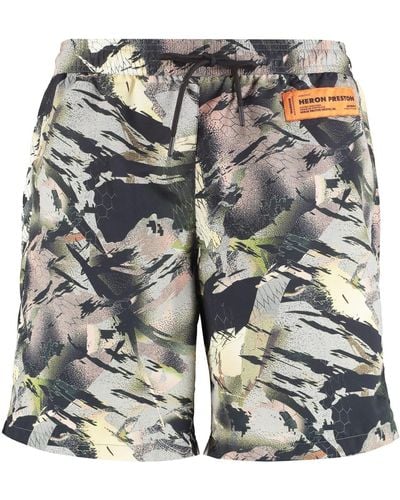 Heron Preston Printed Swim Shorts - Gray