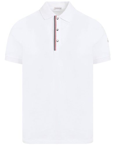 Moncler Short Sleeved Logo Patch Polo Shirt - White