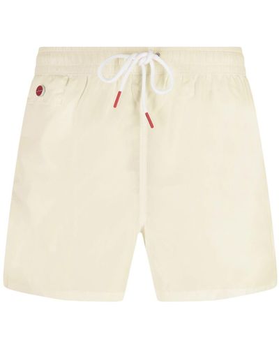 Kiton Cream Swim Shorts - White