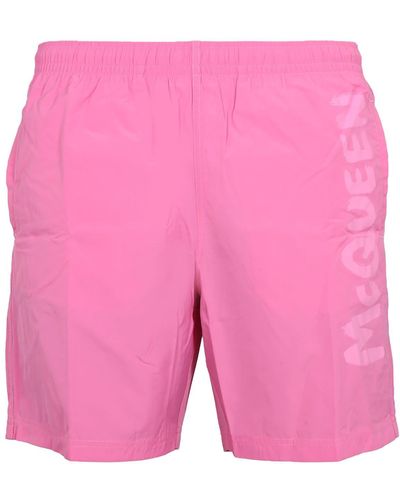 Alexander McQueen Logo Print Swimsuit - Pink