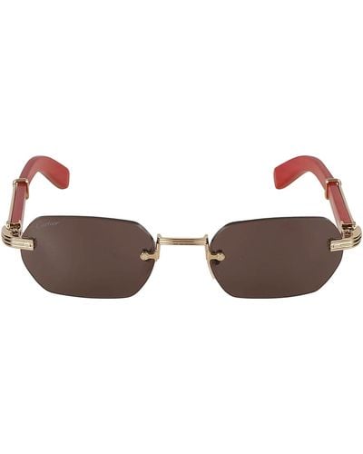 Cartier Hexagon Frame-Less Sunglasses Sunglasses - Brown