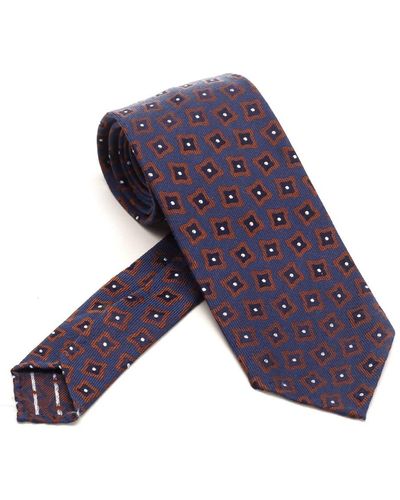 Lardini Silk Tie With Geometric Print - Blue