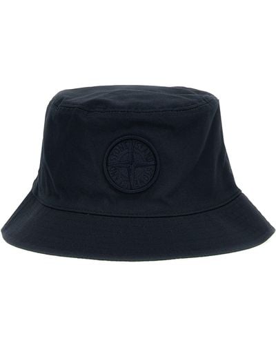 Stone Island Logo Embroidery Bucket Hat - Blue