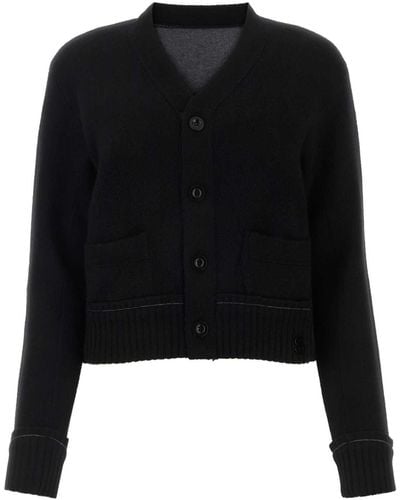 Sacai Cashmere Blend Cashmere Knit Cardigan - Black