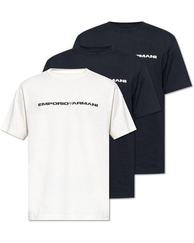 Emporio Armani Branded T-shirt 3-pack, - Blue