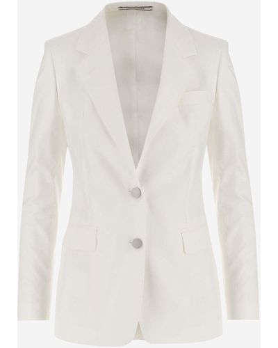 Tagliatore Single-Breasted Cotton Blend Jacket - White