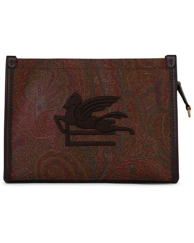 Etro Arnica Leather Clutch Bag - Brown