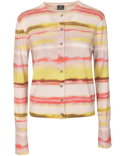 Paul Smith Stripe Pattern Tie-Dye Cardigan - Pink