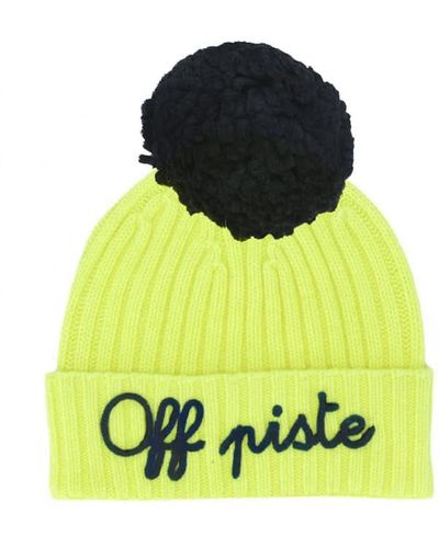 Mc2 Saint Barth Kids Cashmere Blended Fluo Hat Off Piste Embroidery - Yellow