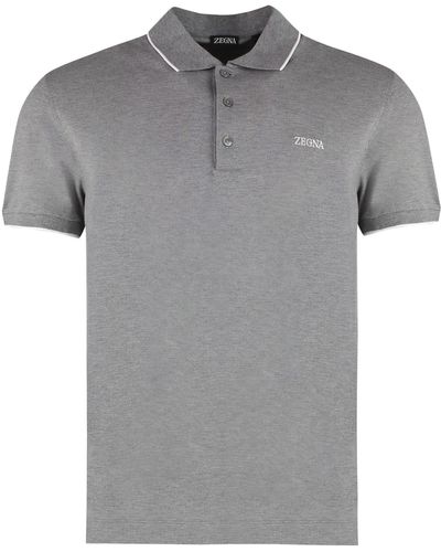 Zegna Cotton-Piqué Polo Shirt - Grey