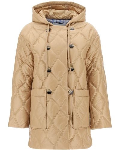 Ganni Hooded Quilted Jacket - Natural