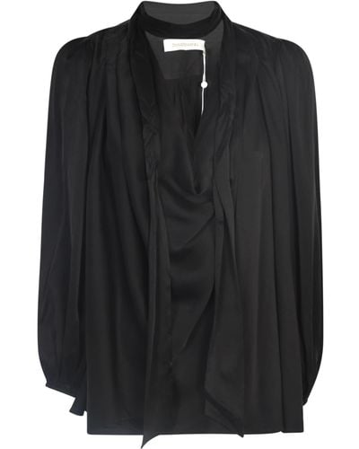 Zimmermann Pussy Bow Long-sleeve Silk Blouse - Black