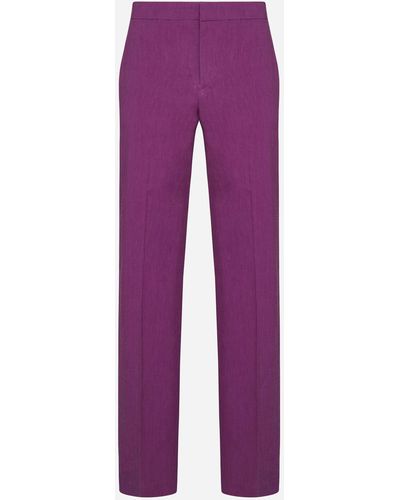 Isabel Marant Scarly Hemp-blend Pants - Purple