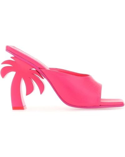 Palm Angels Fluo Leather Mules - Pink
