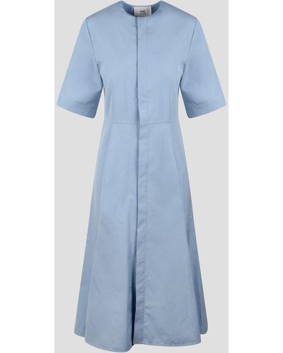 Ami Paris Hidden Tab Midi Dress - Blue