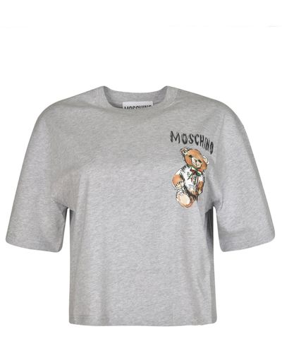 Moschino Bear Logo Cropped T-shirt - Gray