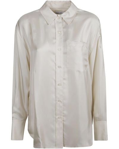 Calvin Klein Silk Relaxed Split Shirt - White