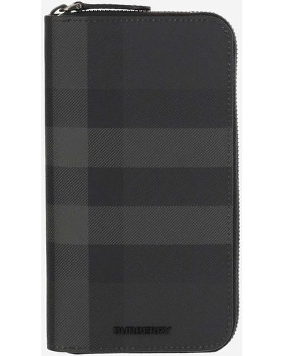 Burberry Zippered Check Wallet - Black