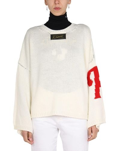 Raf Simons Wool Logo Inlay Sweater - White