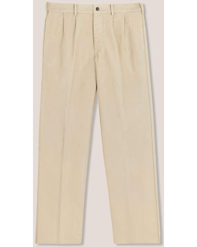 Doppiaa Aalghero Straight-Leg Pleated Cotton-Flannel Pants - Natural