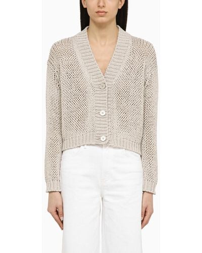 Roberto Collina Pearl-Coloured Knitted Cardigan - White