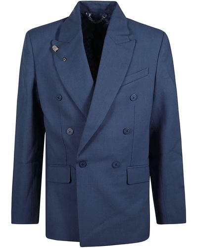Charles Jeffrey Double-Breasted Buttoned Blazer - Blue