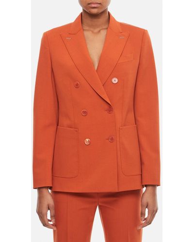 Max Mara Double Breasted Wool Jacket - Orange