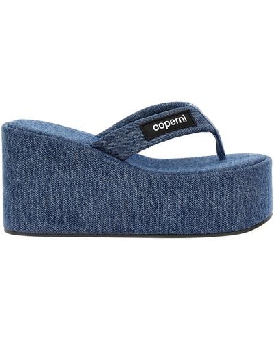Coperni Branded Wedge Sandals - Blue