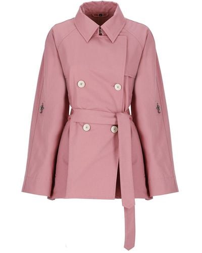 Fay Short Cotton Trench Coat - Pink