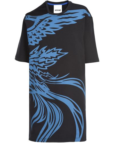 Koche Phoenix Blue Maxi Cut Out T-shirt Dress - Black