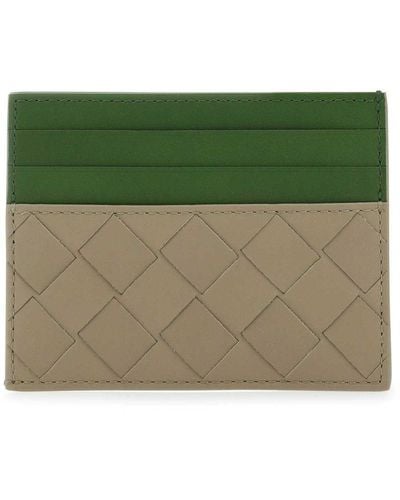 Bottega Veneta Two-tone Leather Card Holder - Green