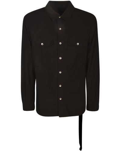 Rick Owens Patched Pocket Formal Plain Shirt - Black
