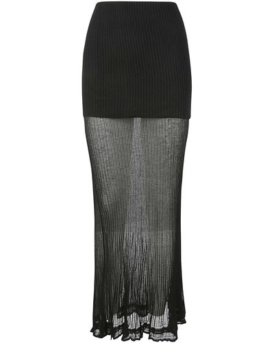 Quira Frilled Long Skirt - Black