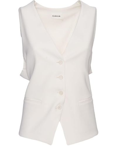 P.A.R.O.S.H. Rear Belted Vest - White