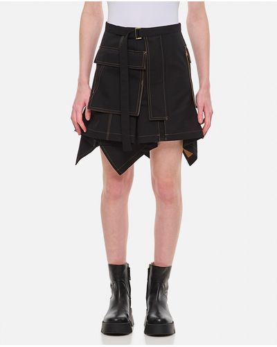 Sacai X Carhartt Wip Suiting Bonding Cotton Skirt - Black