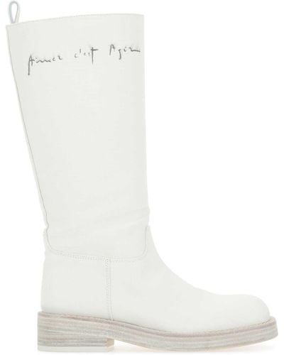 Ann Demeulemeester Ivory Canvas Jose Boots - White
