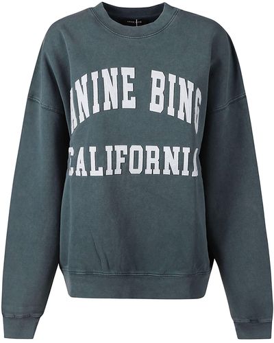 Anine Bing Rib Trim Logo Print Sweatshirt - Grey