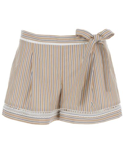 Alberta Ferretti Striped Shorts - Natural