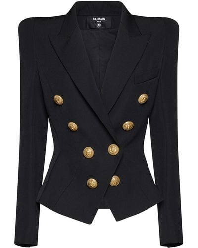 Balmain 8 Buttons Jacket With Fitted Waist - Black