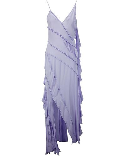 Victoria Beckham Asymmetric Bias Frill Dress - Purple