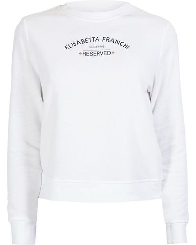 Elisabetta Franchi Logo Printed Crewneck Sweatshirt - White