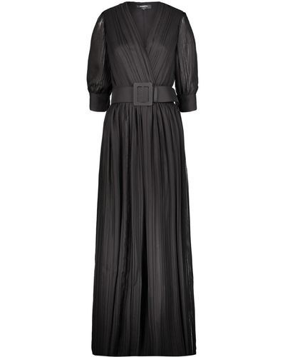 Rochas Pleated Long Dress - Black