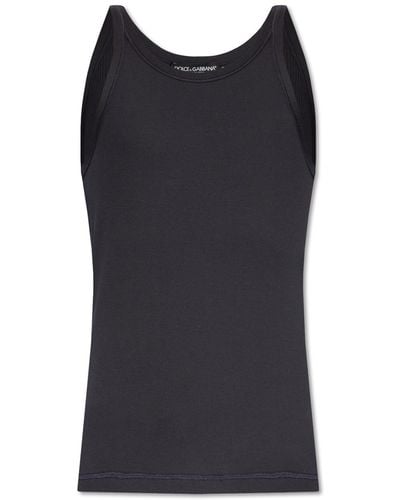 Dolce & Gabbana Dolce & Gabbana Ribbed Sleeveless T-Shirt - Black