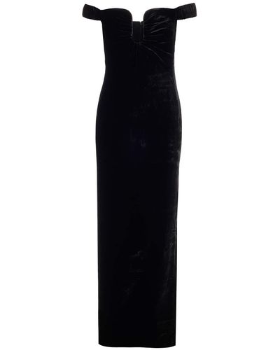 Roland Mouret Off-shoulder Velvet Gown - Black