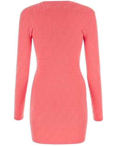 Fendi Fluo Viscose Blend Mini Dress - Pink