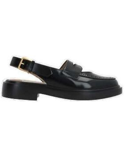 Thom Browne Cut Out Detailed Slingback Penny Loafers - Black