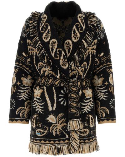 Alanui Embroidered Wool Blend Lush Nature Foulard Cardigan - Black