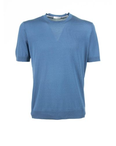 Paolo Pecora Light Cotton And Silk T-Shirt - Blue